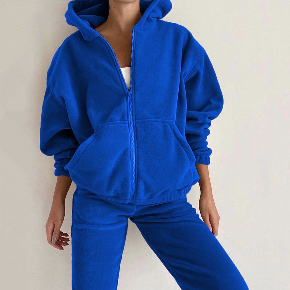 Women's Fleece Oversized Zip-Up Hoodie and Jogger Co-ord Set - Maisie London