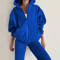 Women's Fleece Oversized Zip-Up Hoodie and Jogger Co-ord Set - Maisie London